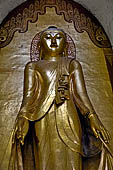 Ananda temple Bagan, Myanmar. The 9-meter-high images of standing Buddha. 